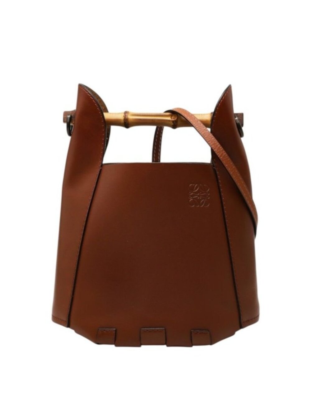 Loewe Anagram Bamboo Bucket Bag 2-Way Brown Leather